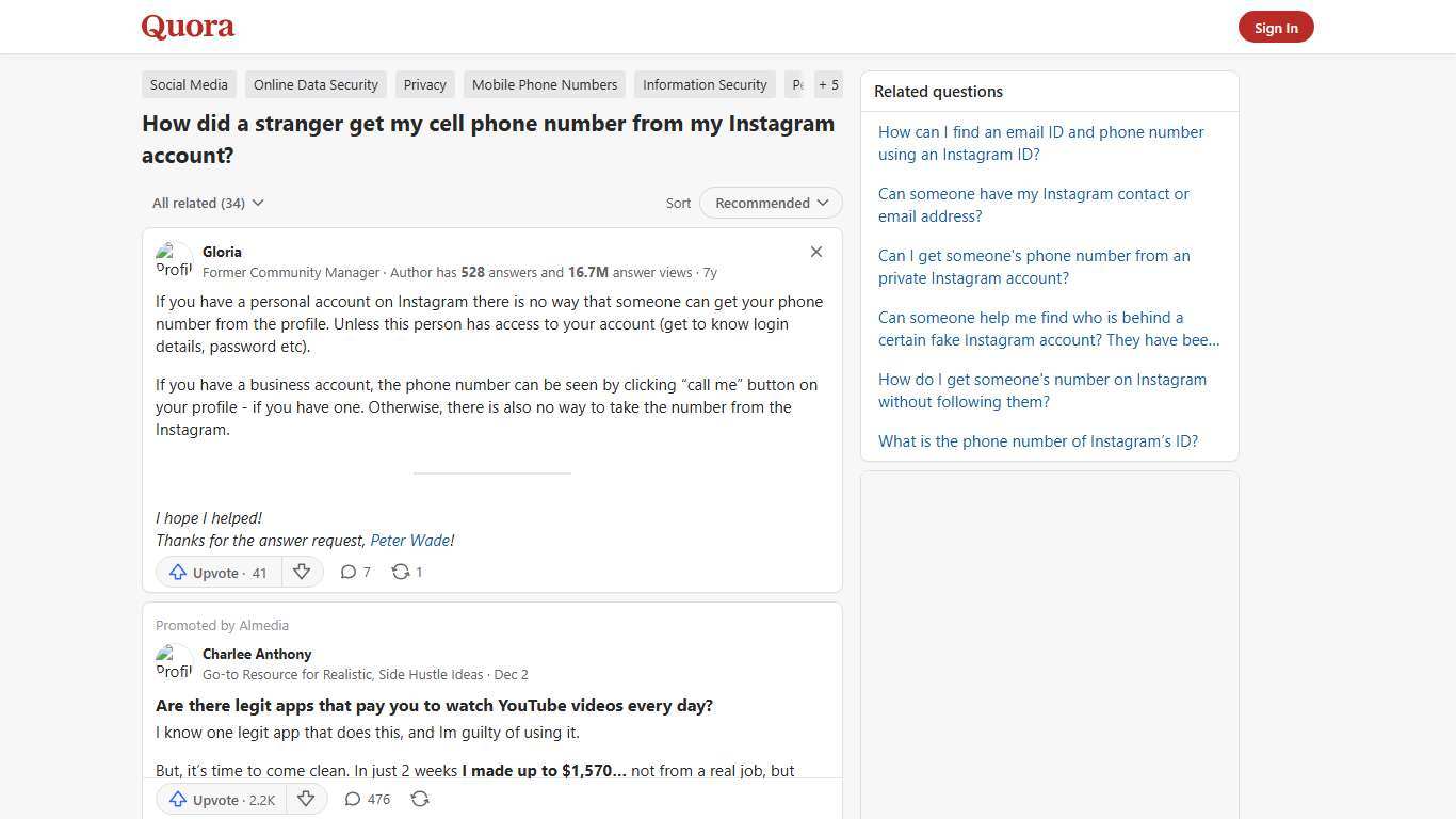 How did a stranger get my cell phone number from my Instagram account? - Quora